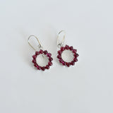 Garnet Halo Dangle Earrings