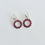 Garnet Halo Dangle Earrings