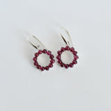 Garnet Halo Dangle Earrings