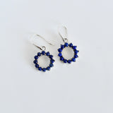 Garnet Halo Dangle Earrings