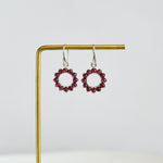 Garnet Halo Dangle Earrings in 925 sterling silver