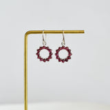 Garnet Halo Dangle Earrings in 925 sterling silver