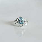 Lotus Blue Topaz Ring in 925 sterling silver
