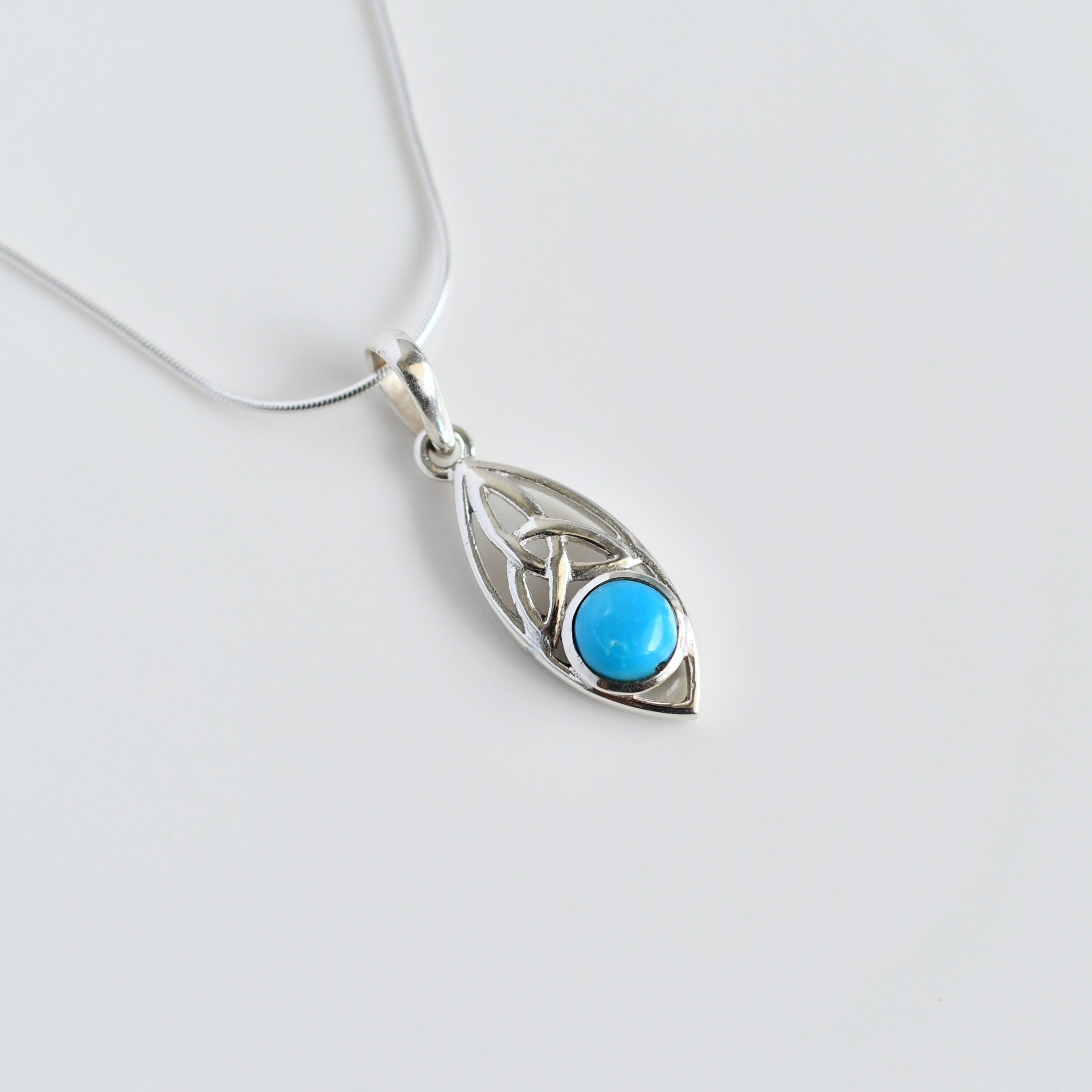 Celtic Knot Turquoise Pendant in 925 sterling silver