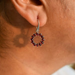Garnet Halo Dangle Earrings