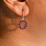 Garnet Halo Dangle Earrings