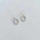 Garnet Halo Dangle Earrings