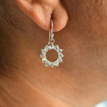 Rainbow Moonstone Halo Earrings
