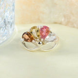 Art Deco Tourmaline Fan Ring in 925 sterling silver