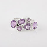 Amethyst Cluster Ring in 925 sterling silver
