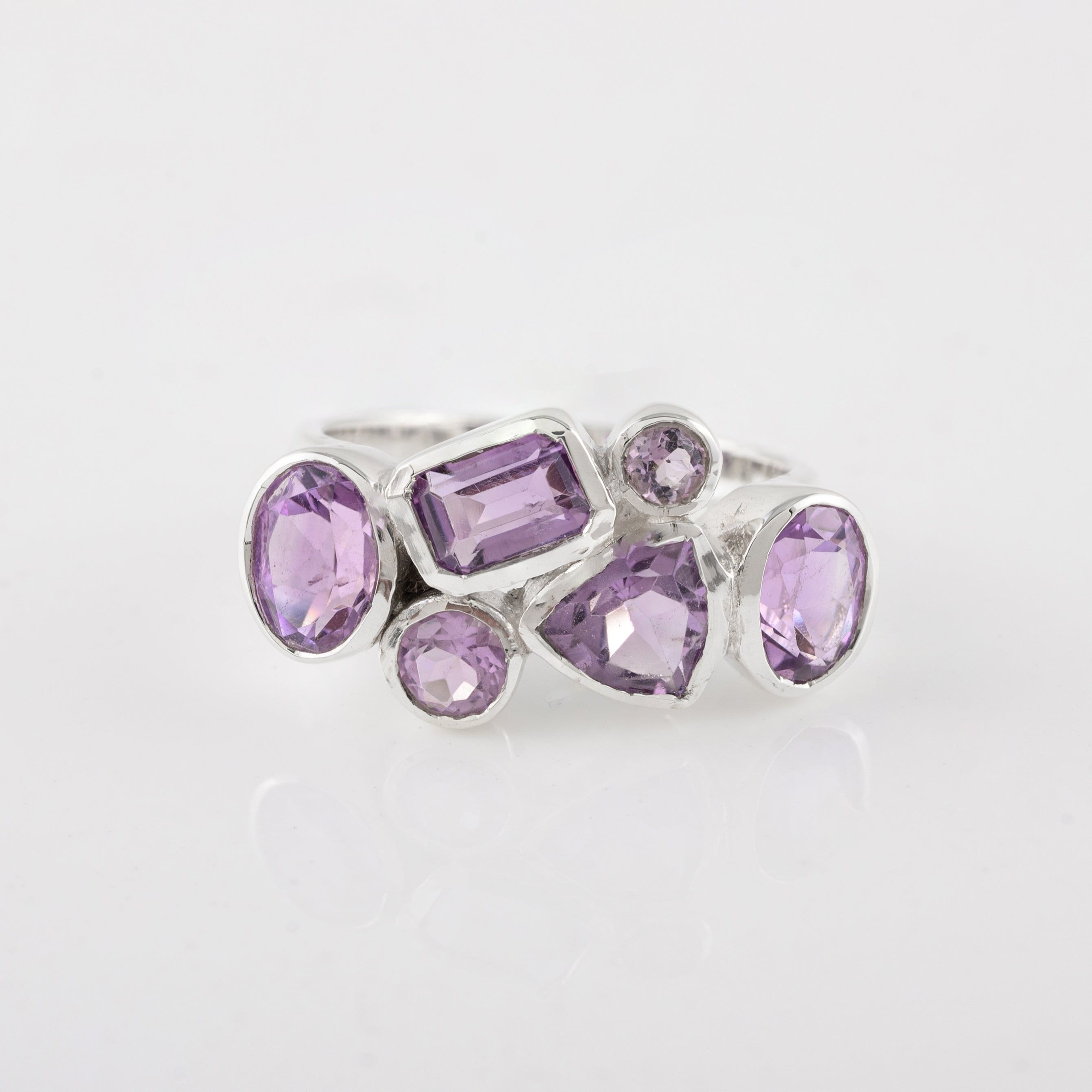 Amethyst Cluster Ring in 925 sterling silver