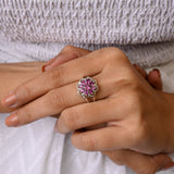 Rhodolite Garnet Flower Ring