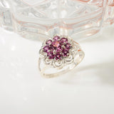 Rhodolite Garnet Flower Ring