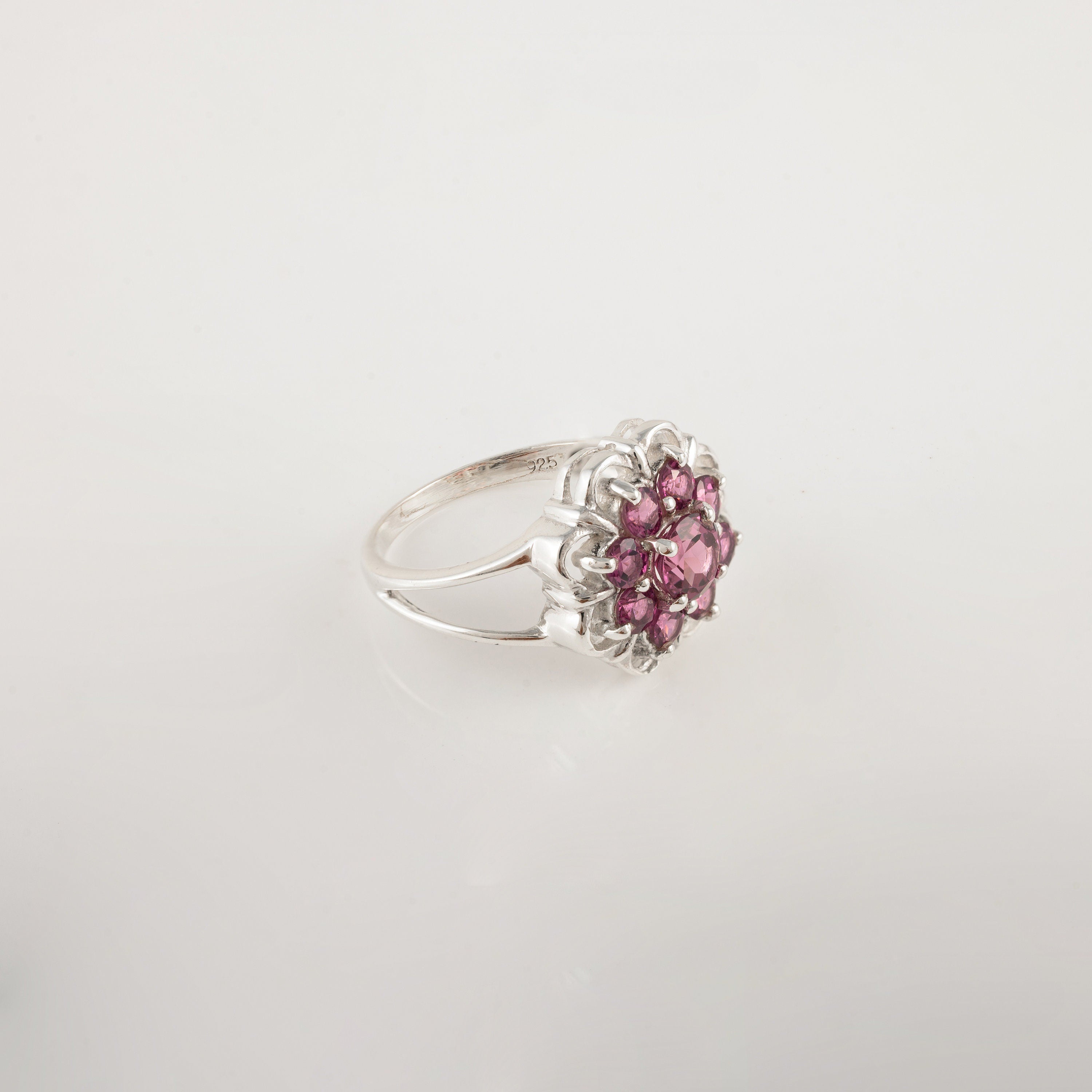 Rhodolite Garnet Flower Ring