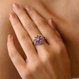 Rhodolite Garnet Flower Ring