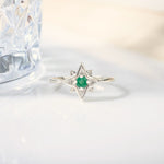 North Star Emerald Ring in 925 sterling silver