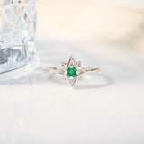 North Star Emerald Ring in 925 sterling silver