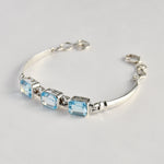 Blue Topaz Tennis Cuff Bracelet in 925 sterling silver
