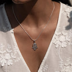 Hamsa Blue Topaz Necklace
