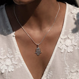 Hamsa Blue Topaz Necklace