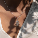 Hamsa Blue Topaz Necklace