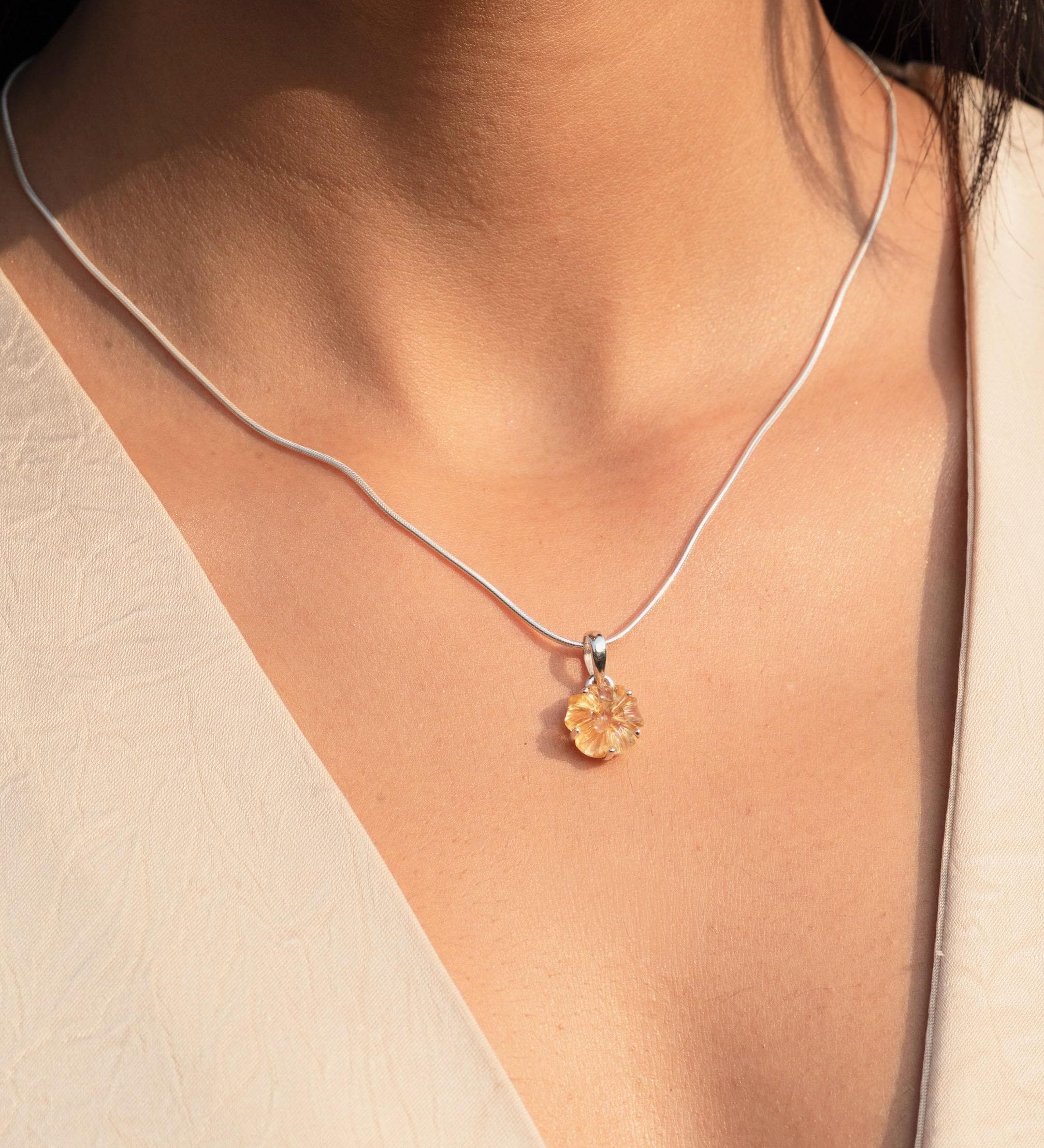 Citrine Flower Necklace