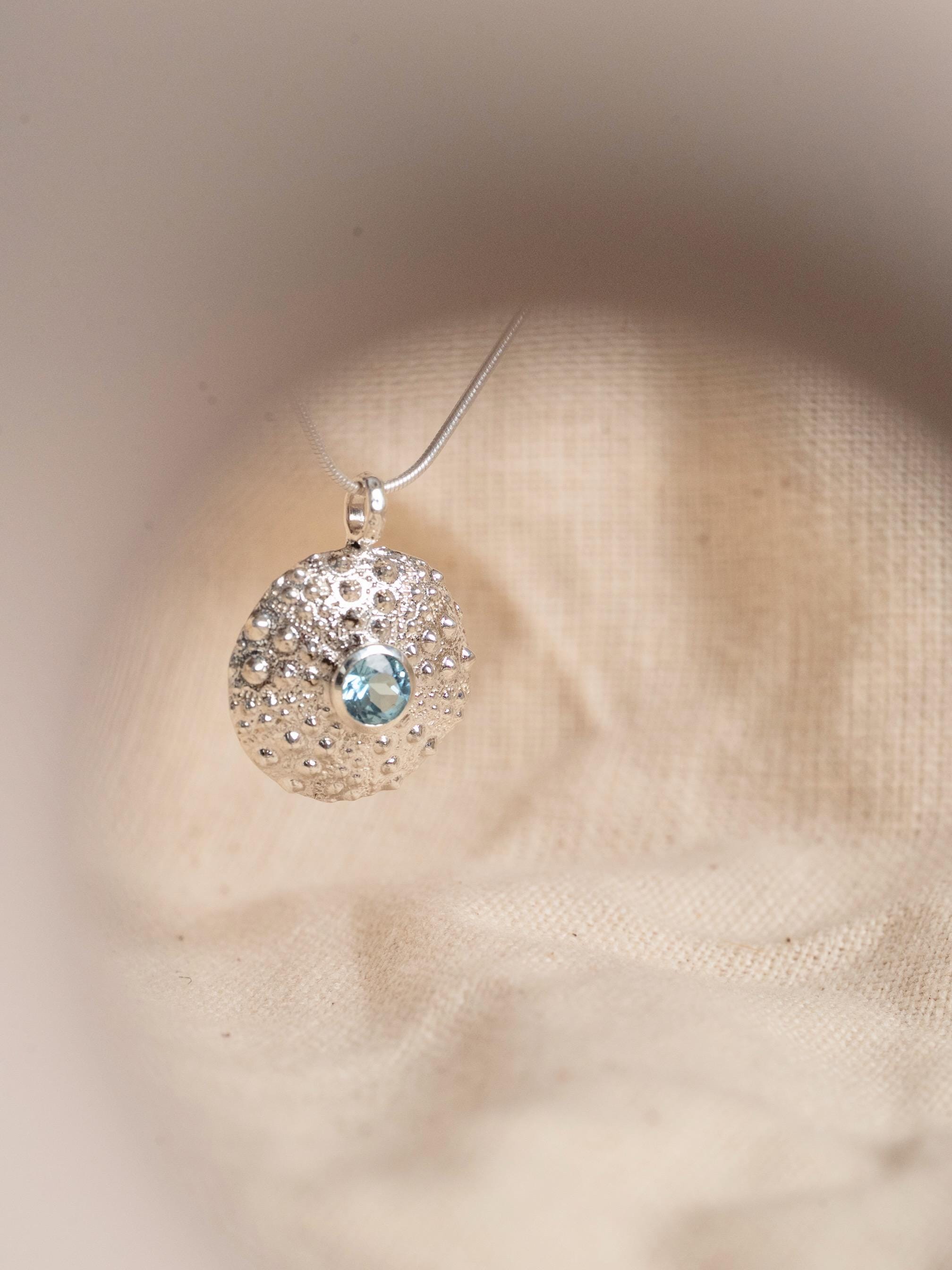 Blue Topaz Coral Pendant