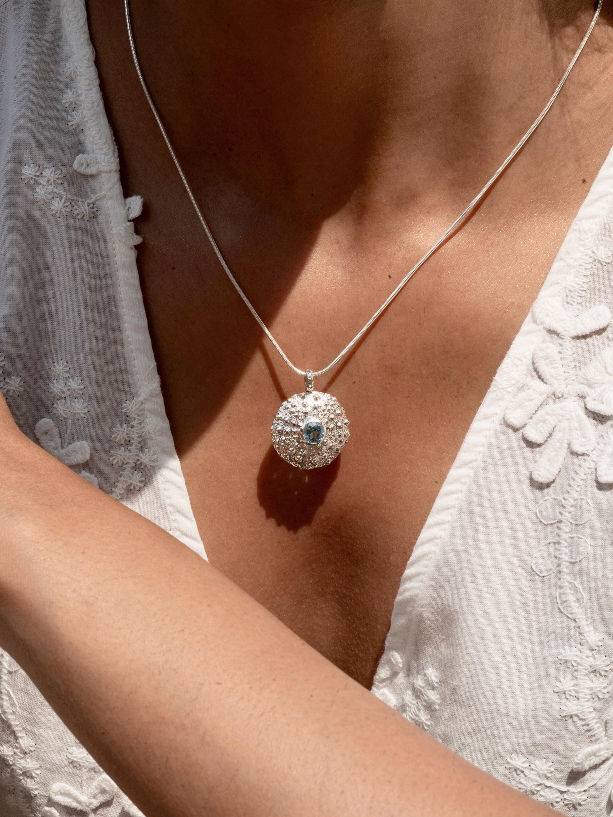Blue Topaz Coral Pendant