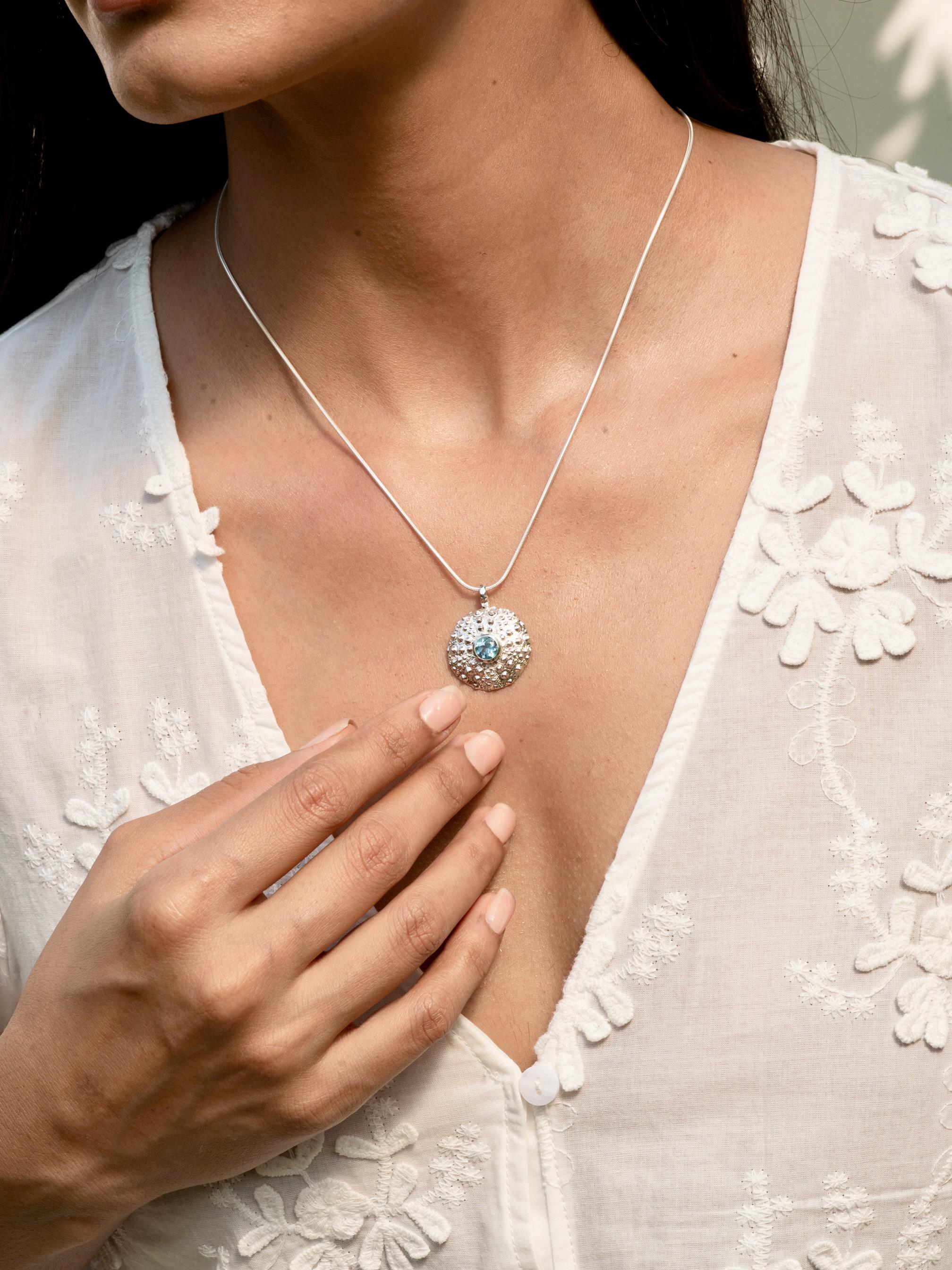 Blue Topaz Coral Pendant