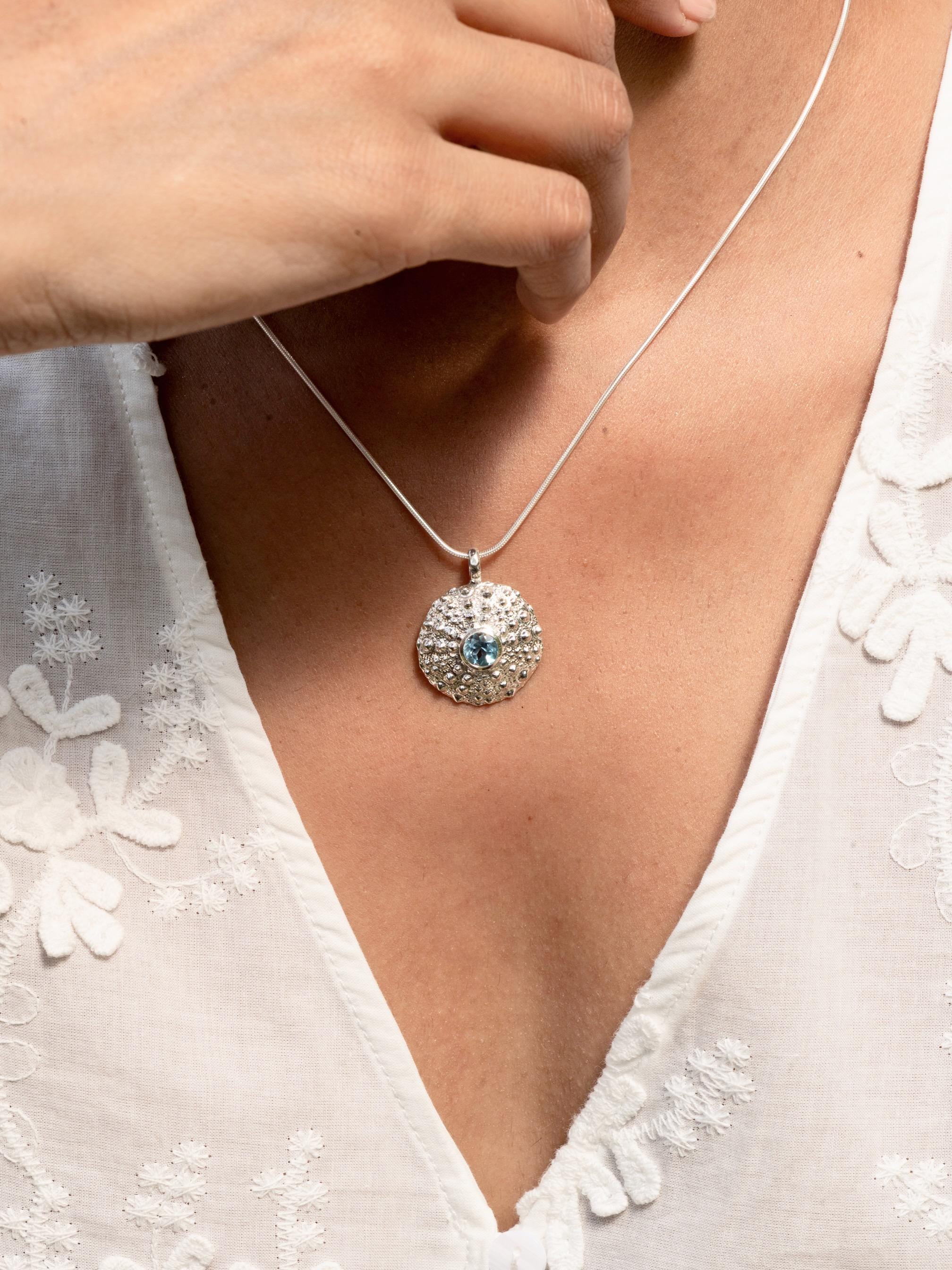 Blue Topaz Coral Pendant