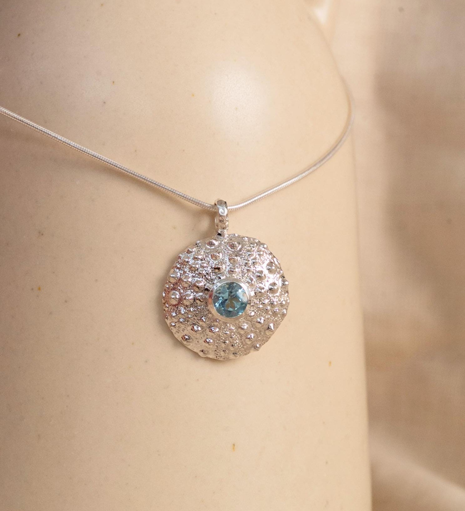 Blue Topaz Coral Pendant