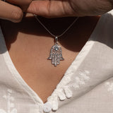 Hamsa Blue Topaz Necklace