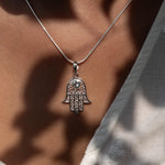 Hamsa Blue Topaz Necklace