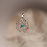 Floral Turquoise Necklace in 925 sterling silver