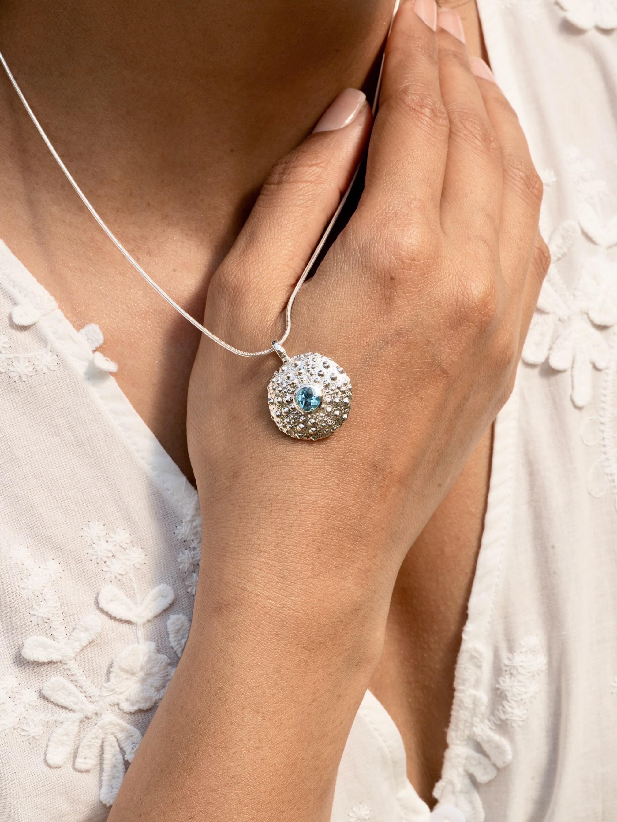 Blue Topaz Coral Pendant