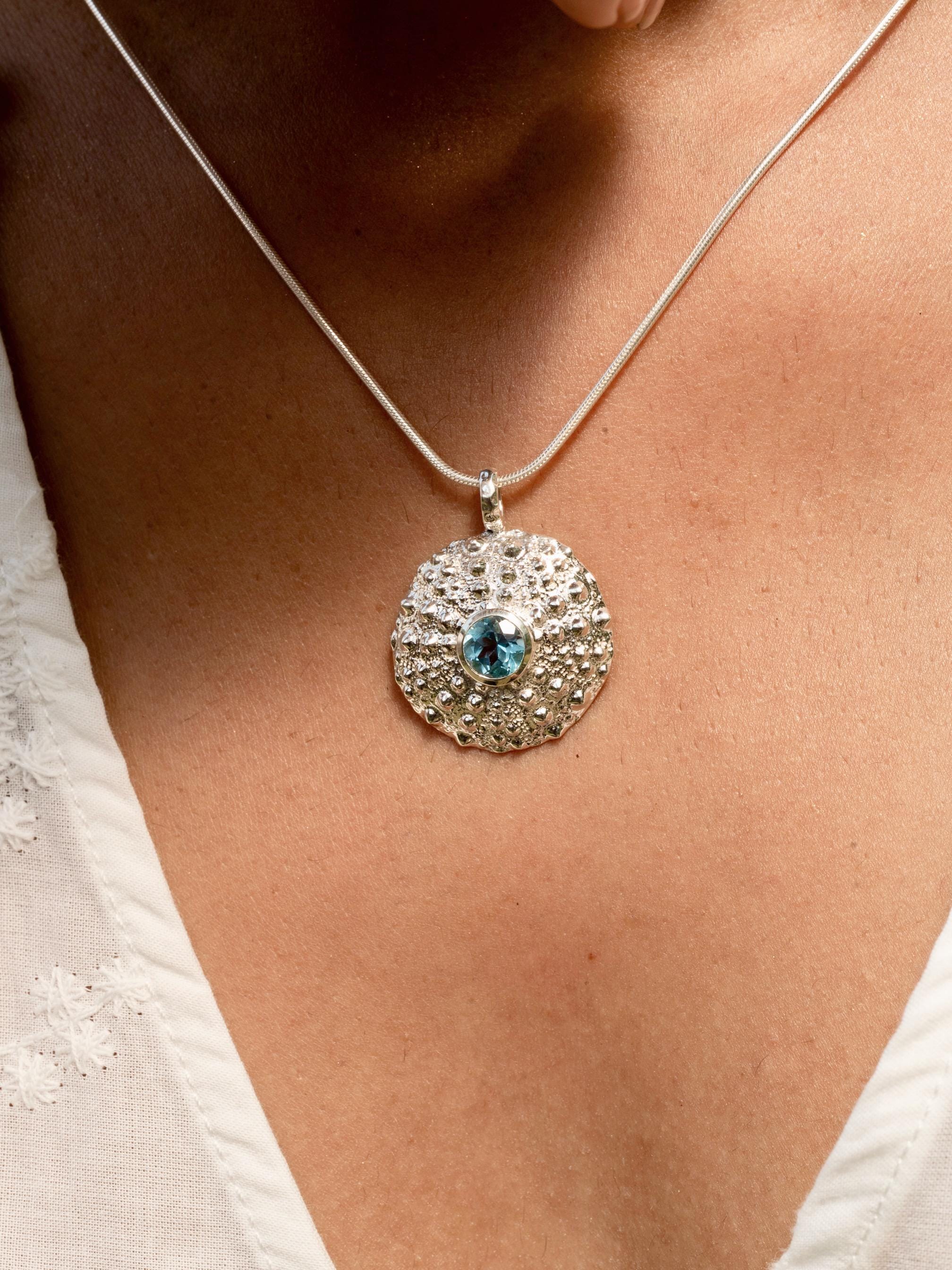 Blue Topaz Coral Pendant