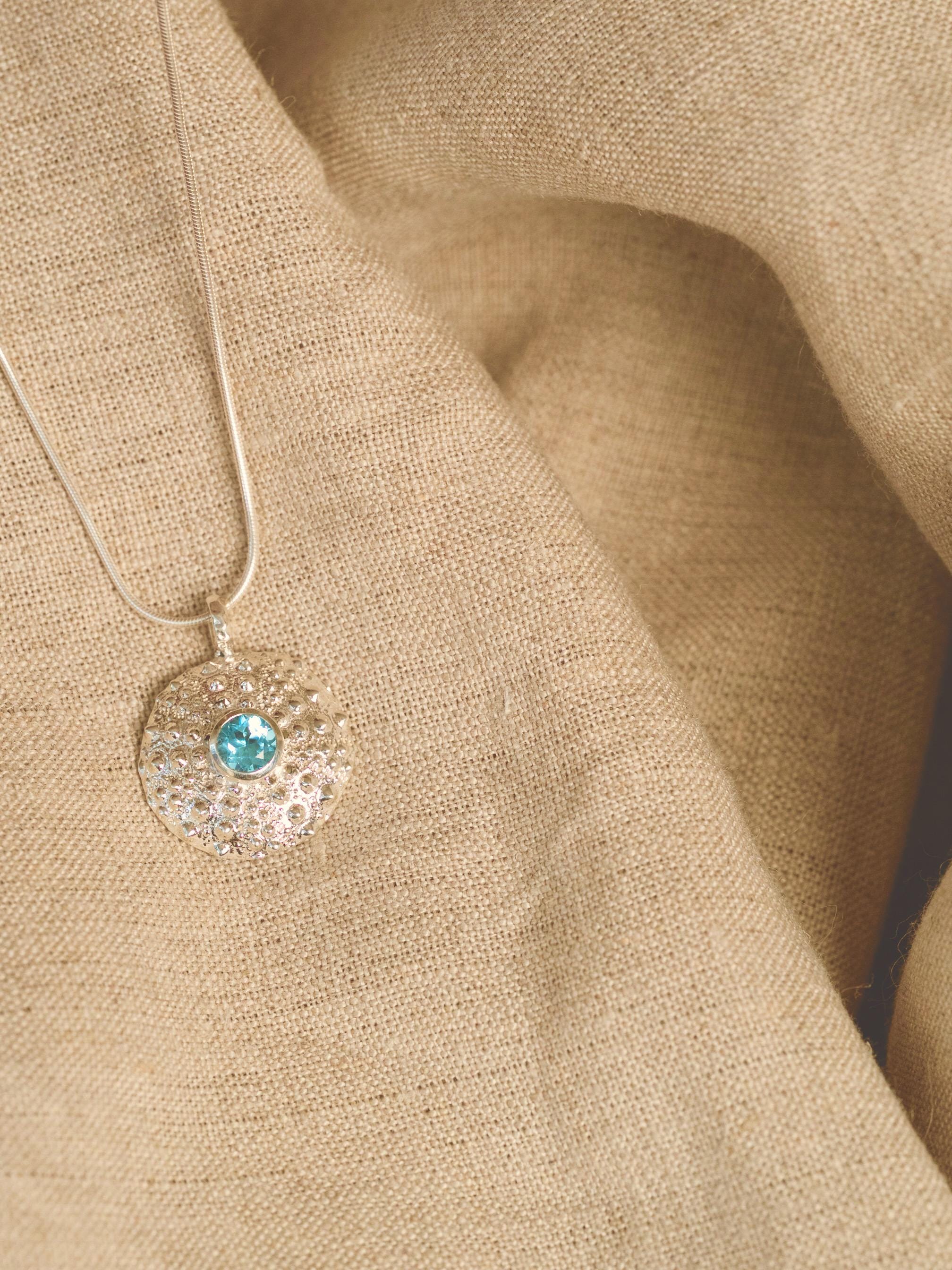 Blue Topaz Coral Pendant