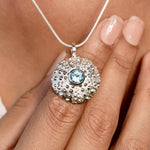 Blue Topaz Coral Pendant in 925 sterling silver