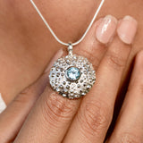 Blue Topaz Coral Pendant in 925 sterling silver