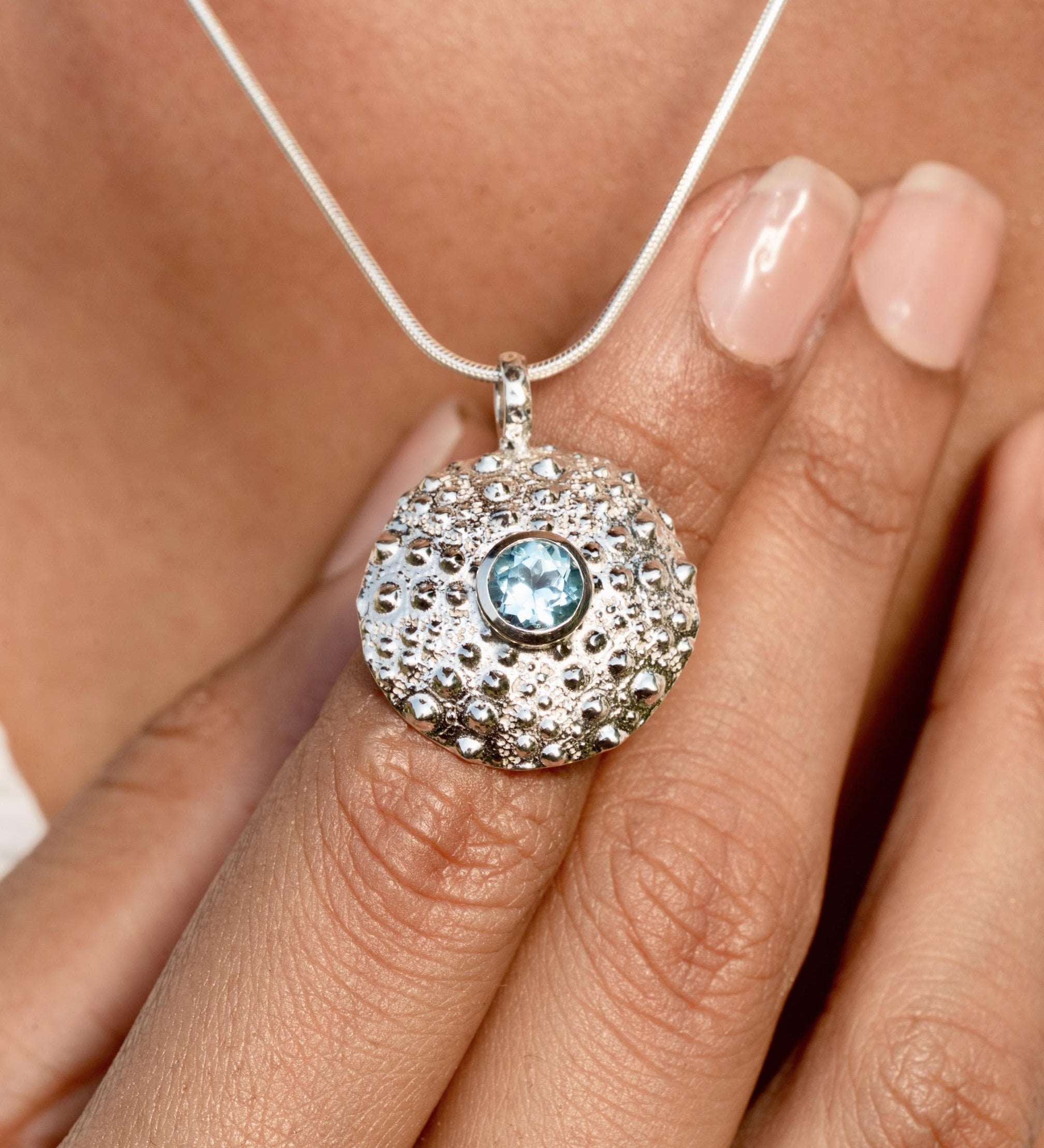 Blue Topaz Coral Pendant in 925 sterling silver